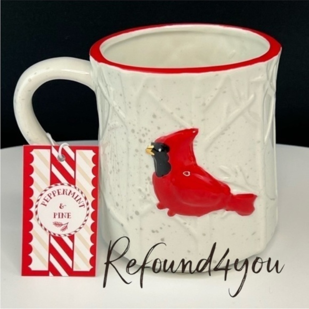 Peppermint & Pine - 3/$48 - ‘Winter Cardinal’ ceramic mug. NWT.